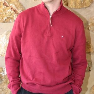 Tommy Hilfiger Red Quarter-Zip Pullover Sweater